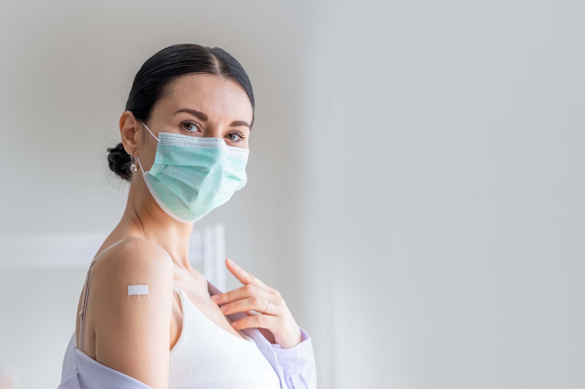 Doctor used syringe injection vaccine to people protective against virus healthcare concept. Doctor